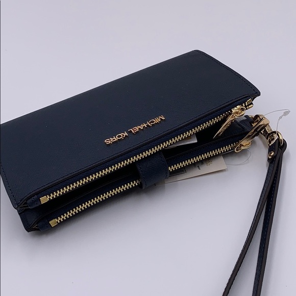 MICHAEL KORS LG DOUBLE ZIP WRISTLET NAVY - Picture 7 of 16